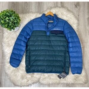 New Eddie Bauer Stratuslite Down Snap Jacket Mens Medium Puffer